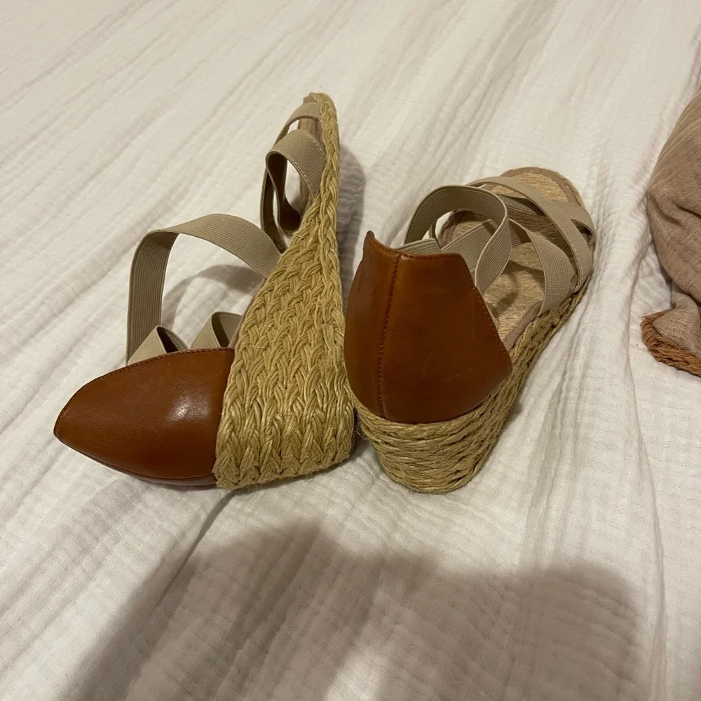 Ralph Lauren Beige Crisscross Espadrille Sandals